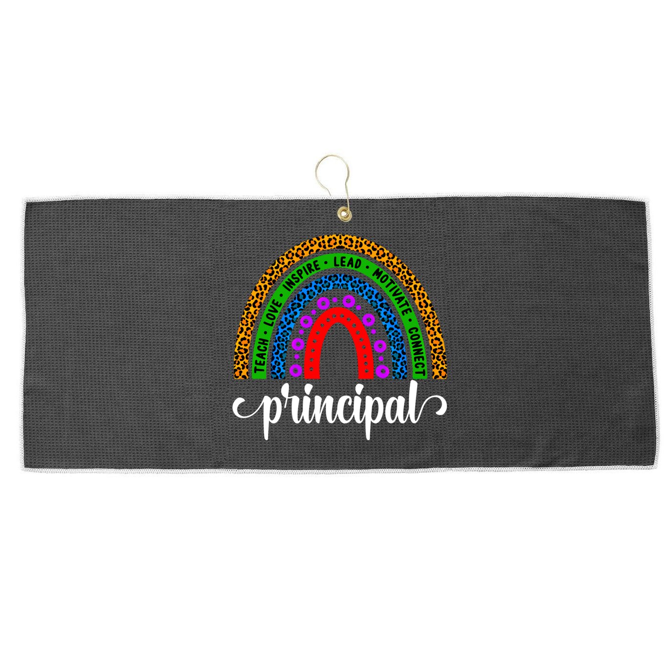 School Principal Rainbow Principal Week Funny Gift Large Microfiber Waffle Golf Towel