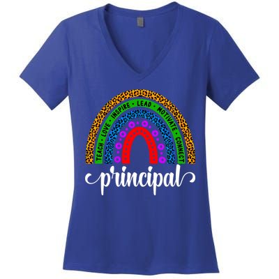 School Principal Rainbow Principal Week Funny Gift Women's V-Neck T-Shirt