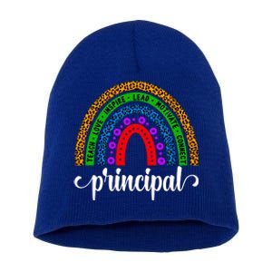 School Principal Rainbow Principal Week Funny Gift Short Acrylic Beanie