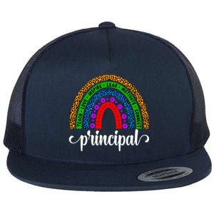 School Principal Rainbow Principal Week Funny Gift Flat Bill Trucker Hat