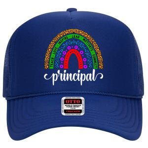 School Principal Rainbow Principal Week Funny Gift High Crown Mesh Back Trucker Hat