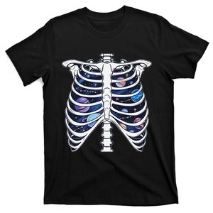 Skeleton Planets Rib Cage Halloween Skeleton T-Shirt