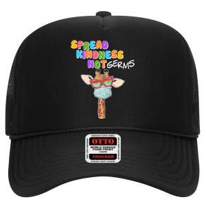 Spread Kindness Not Germs Masked Giraffe High Crown Mesh Back Trucker Hat