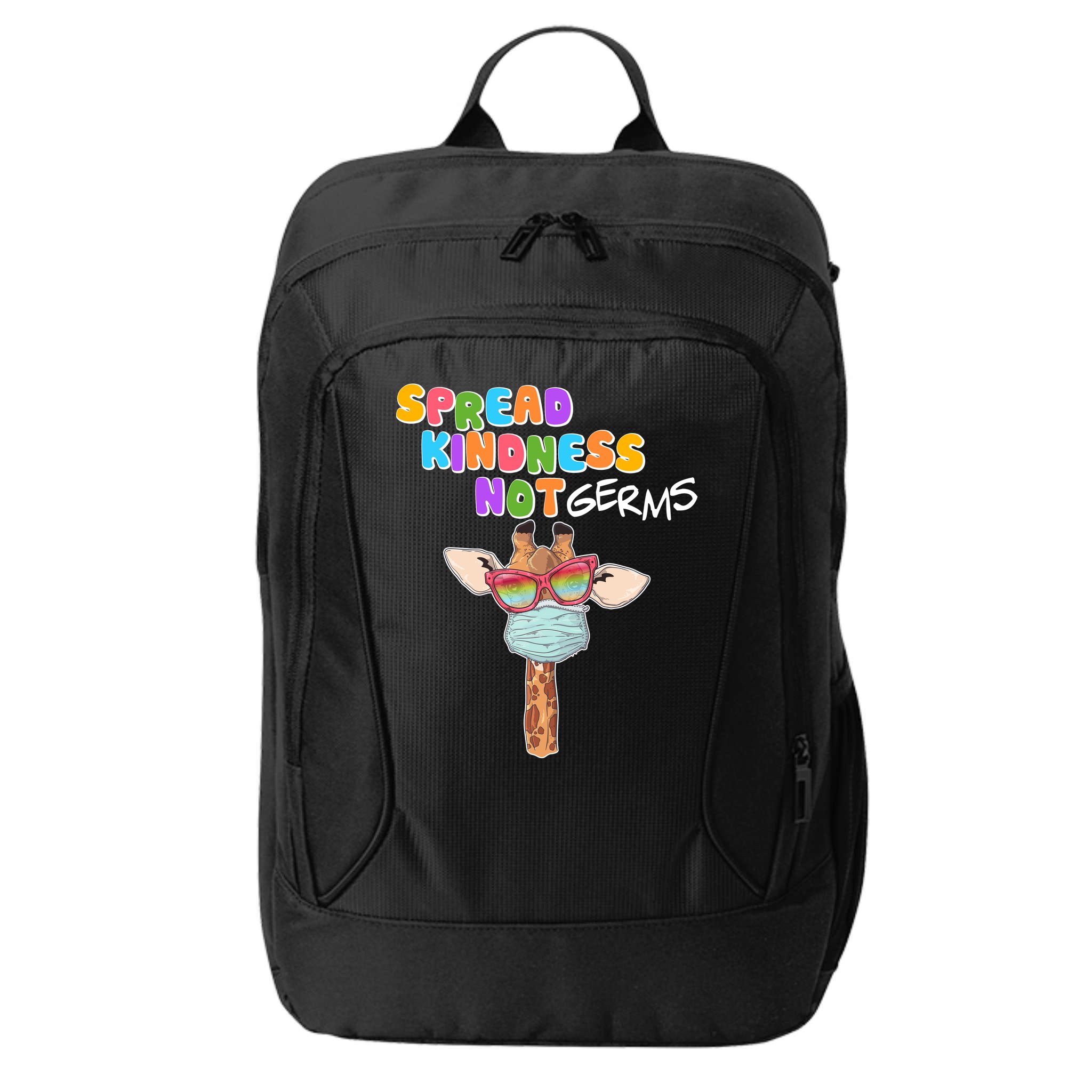 Spread Kindness Not Germs Masked Giraffe City Backpack