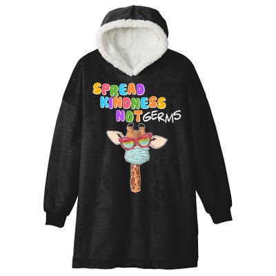 Spread Kindness Not Germs Masked Giraffe Hooded Wearable Blanket