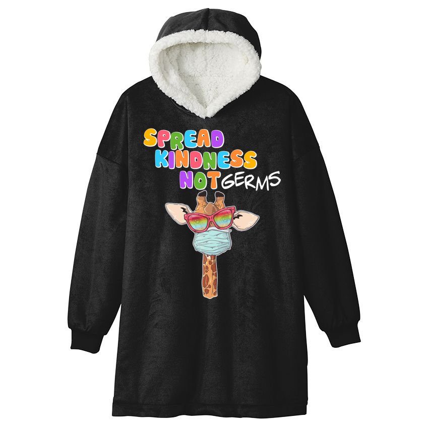 Spread Kindness Not Germs Masked Giraffe Hooded Wearable Blanket