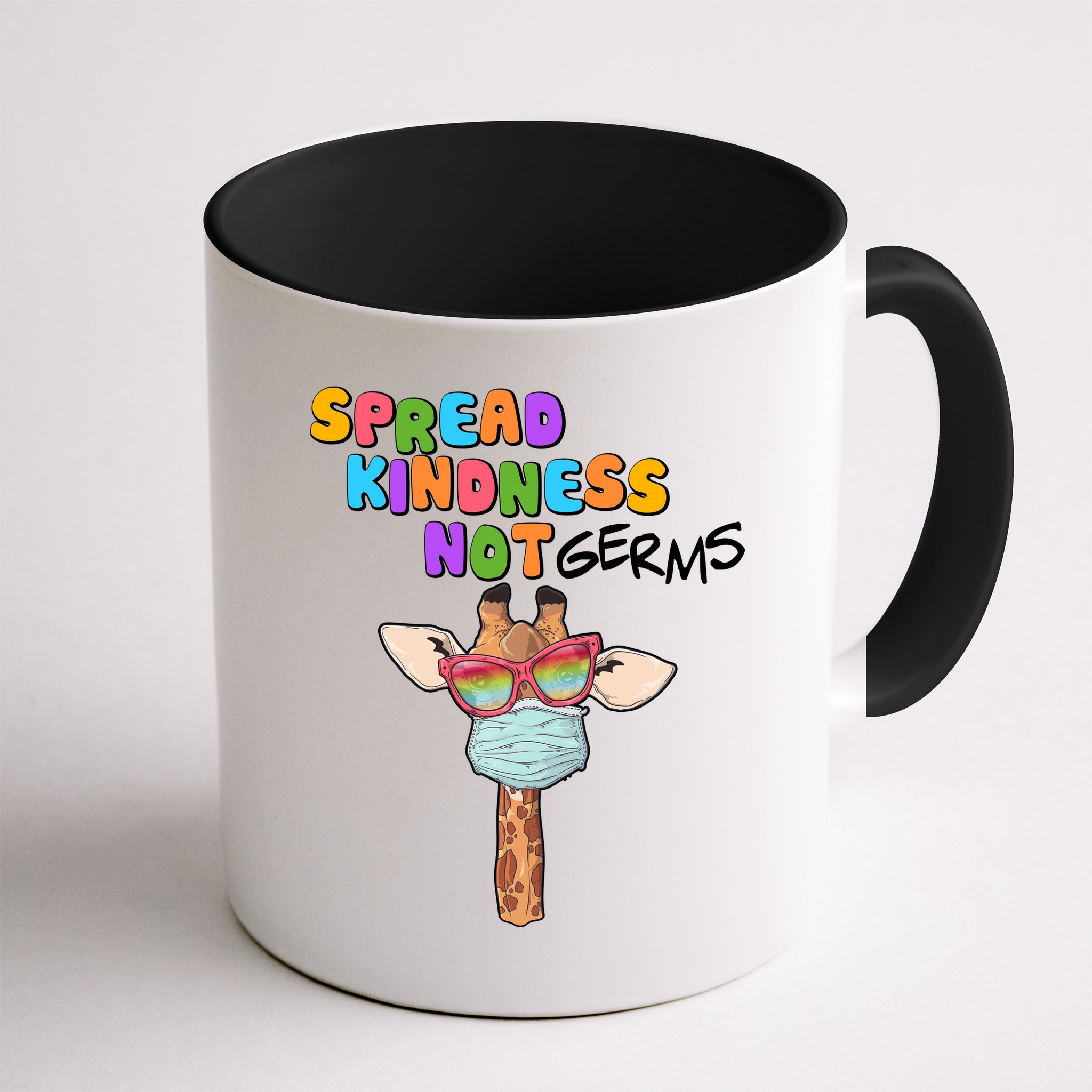 Spread Kindness Not Germs Masked Giraffe Mug