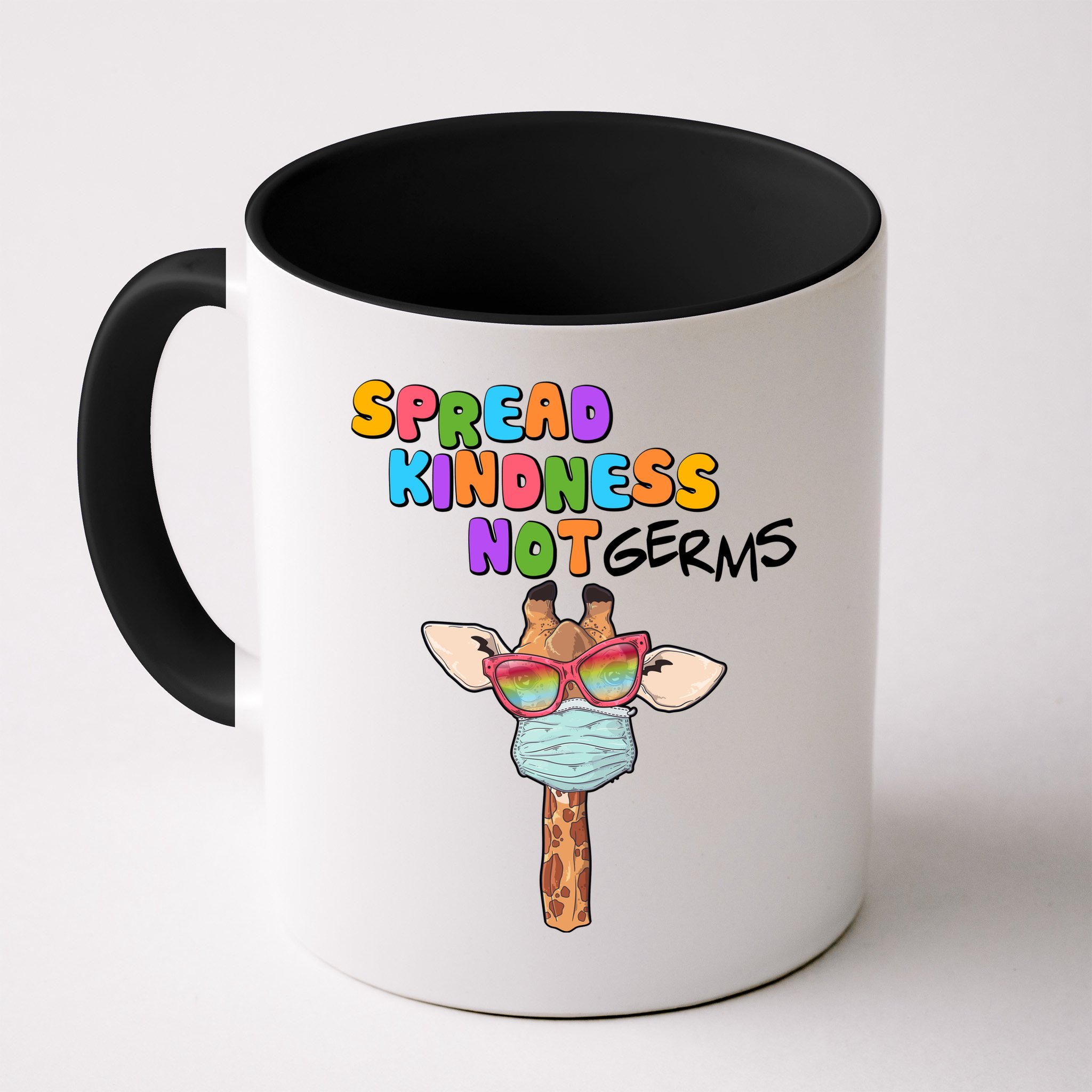 Spread Kindness Not Germs Masked Giraffe Mug