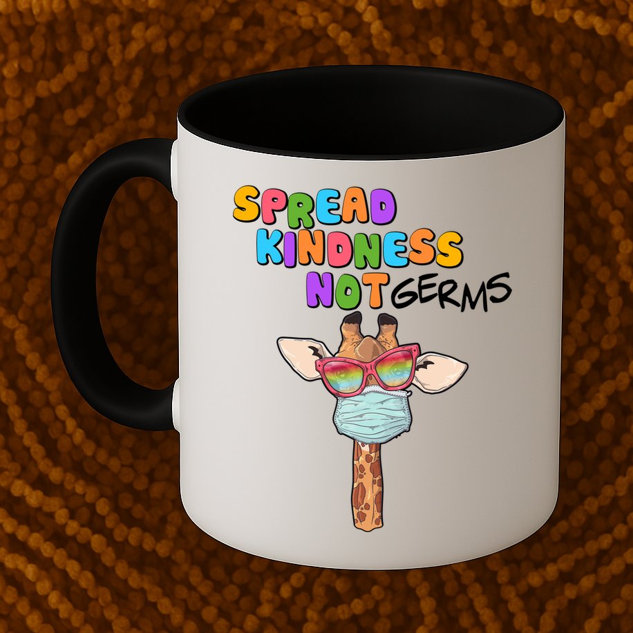 Spread Kindness Not Germs Masked Giraffe Mug