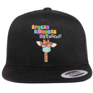 Spread Kindness Not Germs Masked Giraffe Flat Bill Trucker Hat