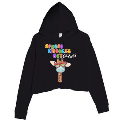 Spread Kindness Not Germs Masked Giraffe Crop Fleece Hoodie