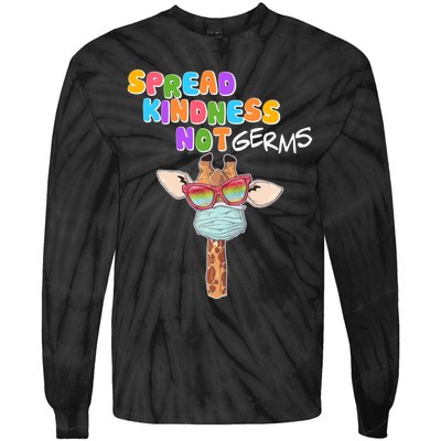 Spread Kindness Not Germs Masked Giraffe Tie-Dye Long Sleeve Shirt