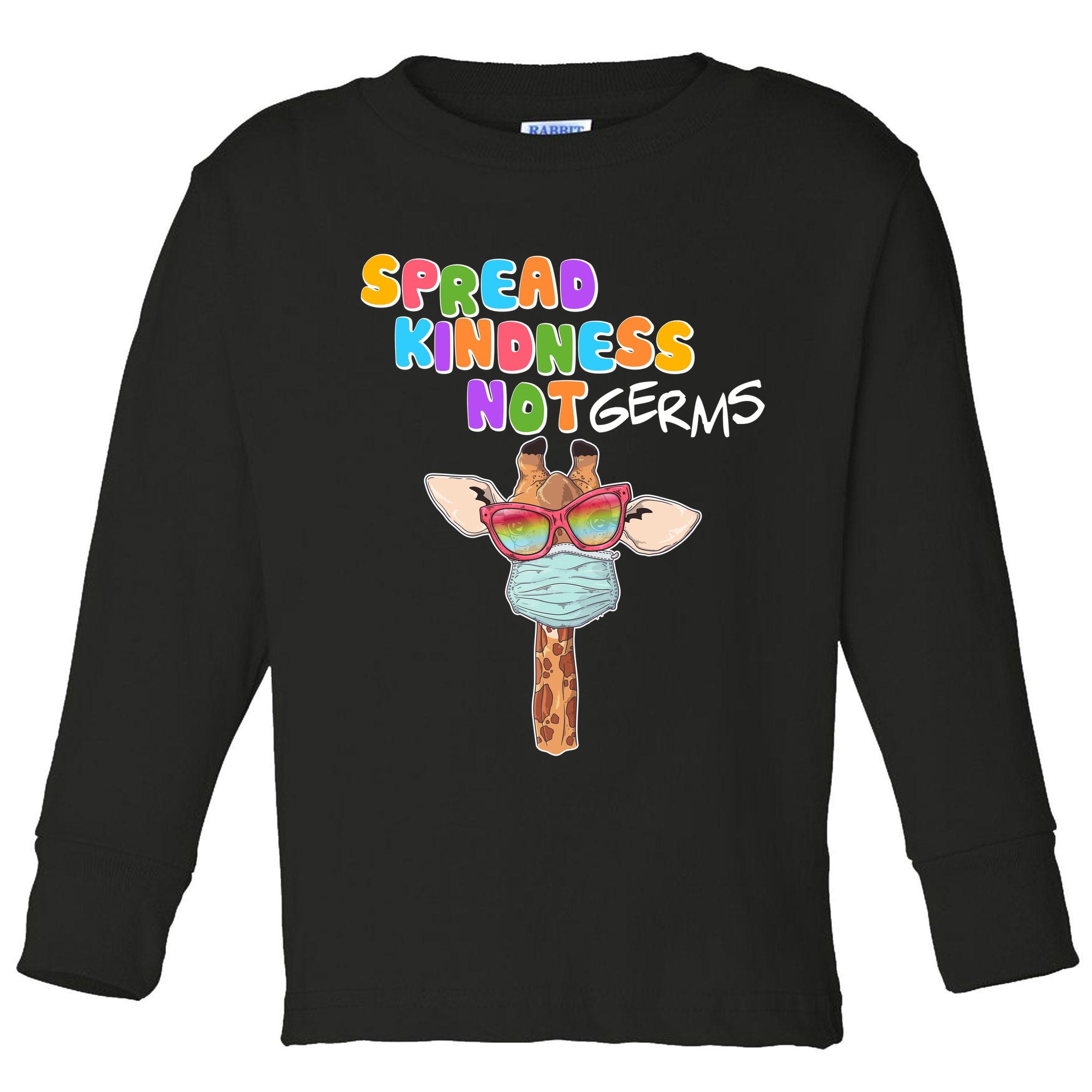 Spread Kindness Not Germs Masked Giraffe Toddler Long Sleeve Shirt