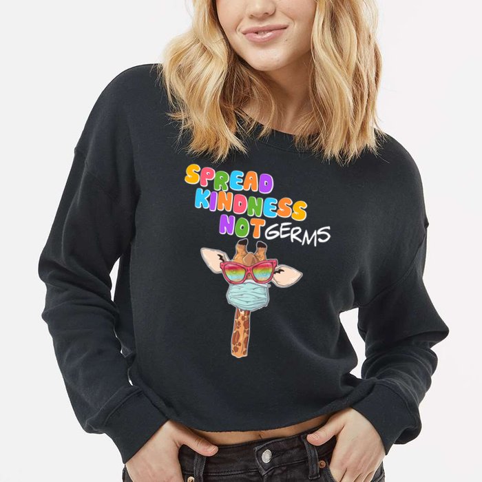 Spread Kindness Not Germs Masked Giraffe Cropped Pullover Crew