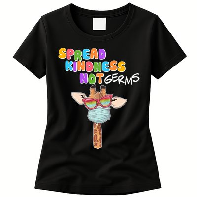 Spread Kindness Not Germs Masked Giraffe Womens T-Shirt