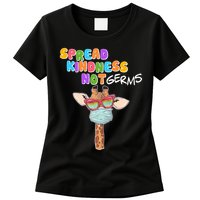 Spread Kindness Not Germs Masked Giraffe Womens T-Shirt