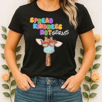 Spread Kindness Not Germs Masked Giraffe Womens T-Shirt
