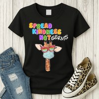 Spread Kindness Not Germs Masked Giraffe Womens T-Shirt