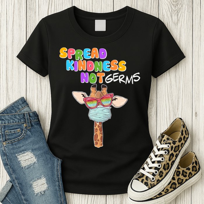 Spread Kindness Not Germs Masked Giraffe Womens T-Shirt