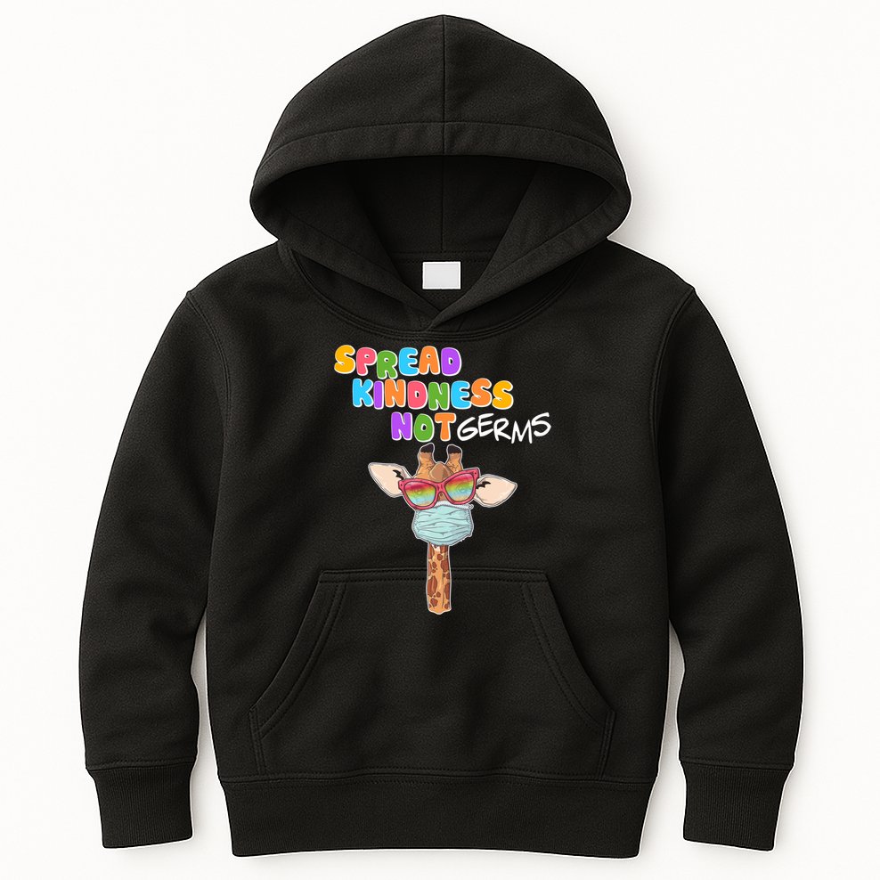 Spread Kindness Not Germs Masked Giraffe Kids Hoodie