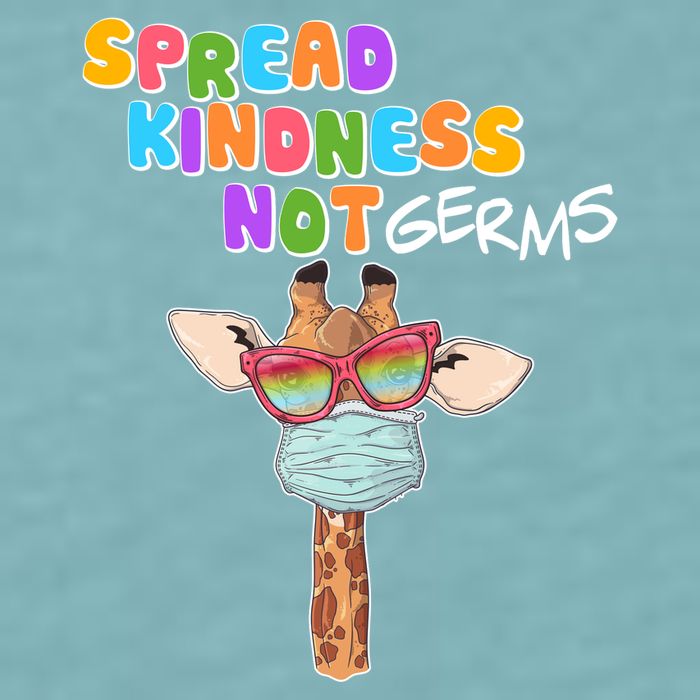 Spread Kindness Not Germs Masked Giraffe Sueded Cloud Jersey T-Shirt