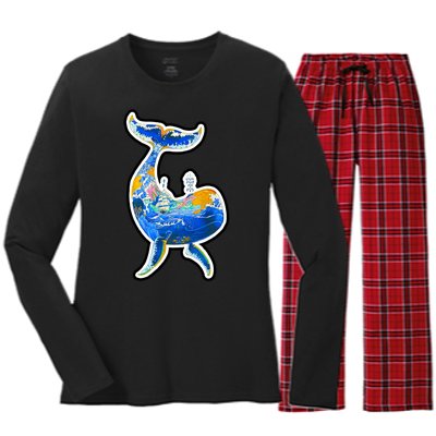 Sprem Whale Sailing Women's Long Sleeve Flannel Pajama Set 