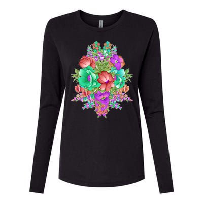 Spring Wild Flowers Bundle Bunch Womens Cotton Relaxed Long Sleeve T-Shirt