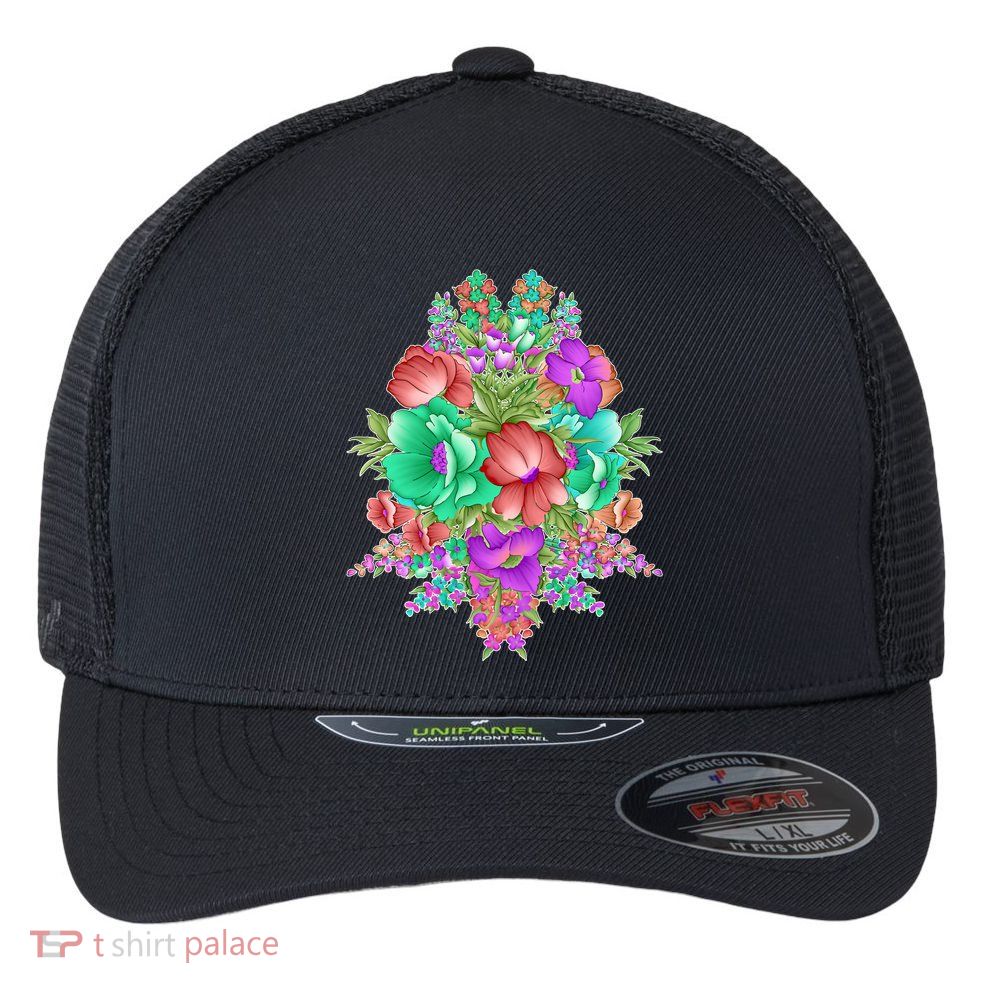 Spring Wild Flowers Bundle Bunch Flexfit Unipanel Trucker Cap