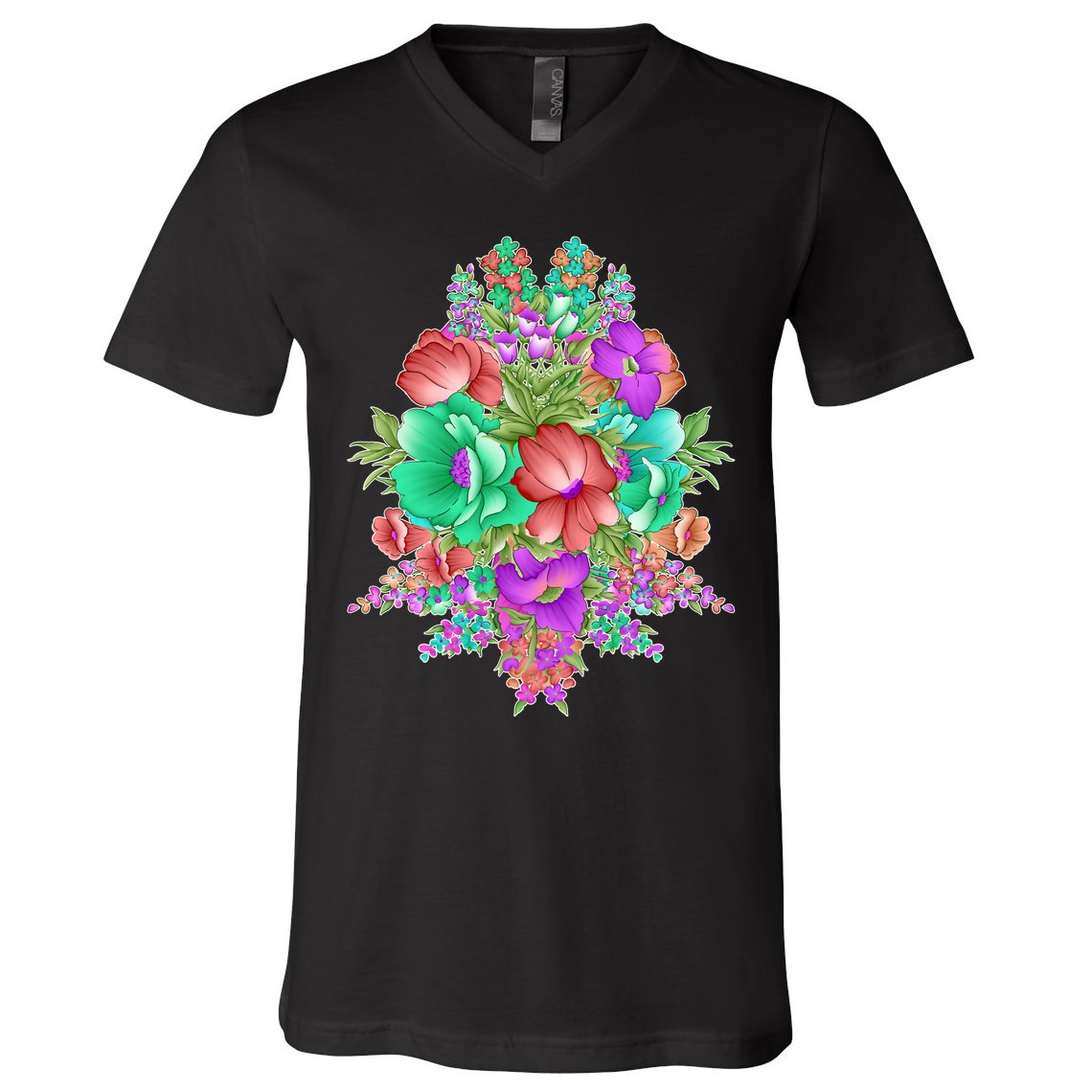 Spring Wild Flowers Bundle Bunch V-Neck T-Shirt