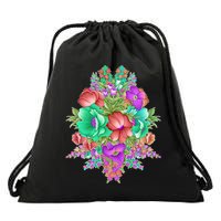 Spring Wild Flowers Bundle Bunch Drawstring Bag