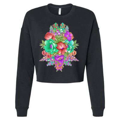 Spring Wild Flowers Bundle Bunch Cropped Pullover Crew
