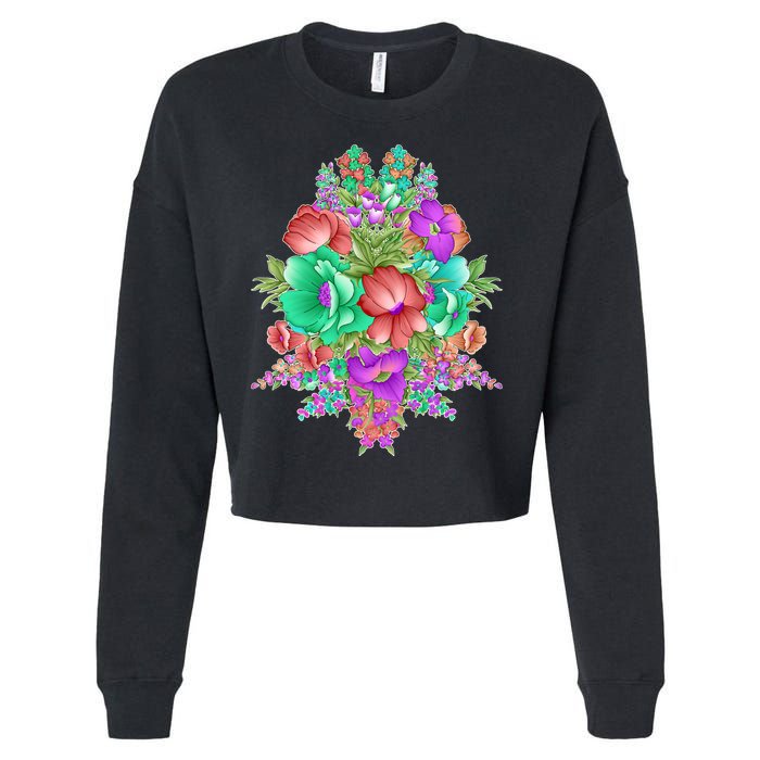 Spring Wild Flowers Bundle Bunch Cropped Pullover Crew