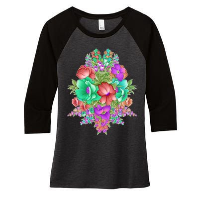 Spring Wild Flowers Bundle Bunch Women's Tri-Blend 3/4-Sleeve Raglan Shirt