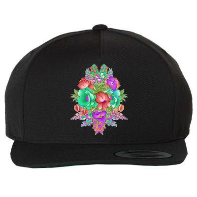 Spring Wild Flowers Bundle Bunch Wool Snapback Cap