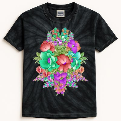 Spring Wild Flowers Bundle Bunch Kids Tie-Dye T-Shirt