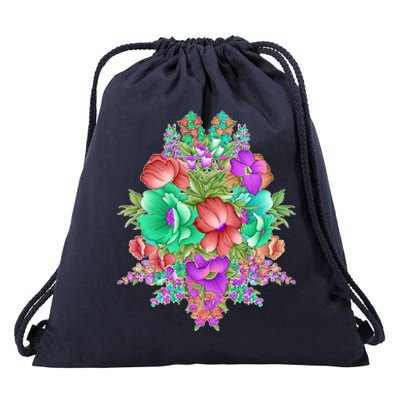 Spring Wild Flowers Bundle Bunch Drawstring Bag