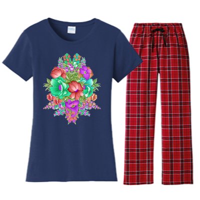 Spring Wild Flowers Bundle Bunch Women's Flannel Pajama Set