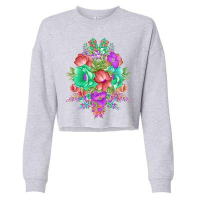 Spring Wild Flowers Bundle Bunch Cropped Pullover Crew