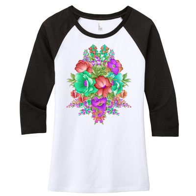 Spring Wild Flowers Bundle Bunch Women's Tri-Blend 3/4-Sleeve Raglan Shirt