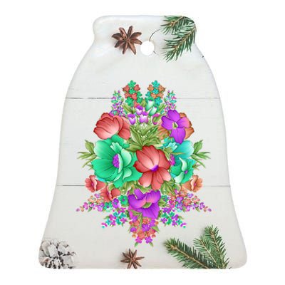 Spring Wild Flowers Bundle Bunch Ceramic Bell Ornament