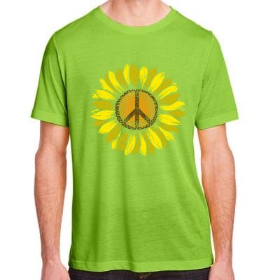 Sunflower Peace Sign Floral Hippie Love Retro Flower Peace Gift Adult ChromaSoft Performance T-Shirt