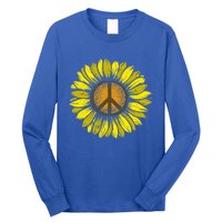 Sunflower Peace Sign Floral Hippie Love Retro Flower Peace Gift Long Sleeve Shirt