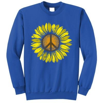 Sunflower Peace Sign Floral Hippie Love Retro Flower Peace Gift Sweatshirt