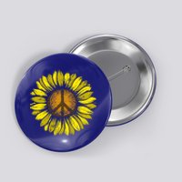 Sunflower Peace Sign Floral Hippie Love Retro Flower Peace Gift Button