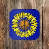 Sunflower Peace Sign Floral Hippie Love Retro Flower Peace Gift Coaster