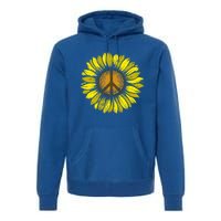 Sunflower Peace Sign Floral Hippie Love Retro Flower Peace Gift Premium Hoodie