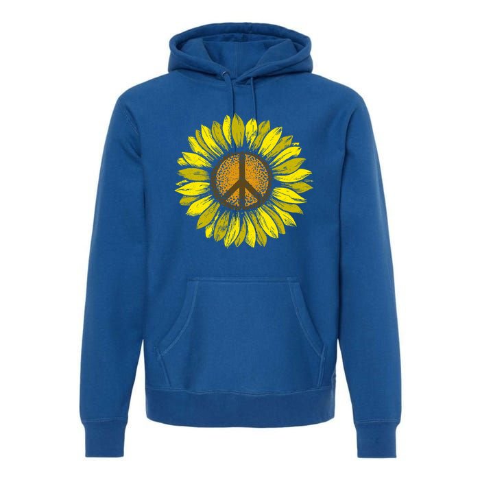 Sunflower Peace Sign Floral Hippie Love Retro Flower Peace Gift Premium Hoodie