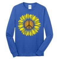 Sunflower Peace Sign Floral Hippie Love Retro Flower Peace Gift Tall Long Sleeve T-Shirt