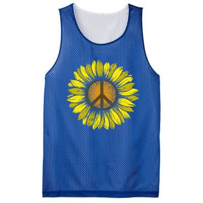 Sunflower Peace Sign Floral Hippie Love Retro Flower Peace Gift Mesh Reversible Basketball Jersey Tank