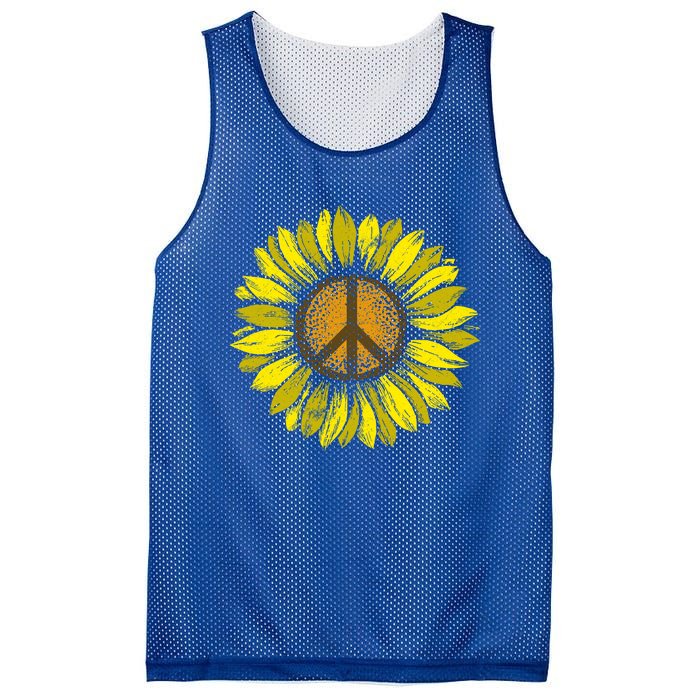 Sunflower Peace Sign Floral Hippie Love Retro Flower Peace Gift Mesh Reversible Basketball Jersey Tank